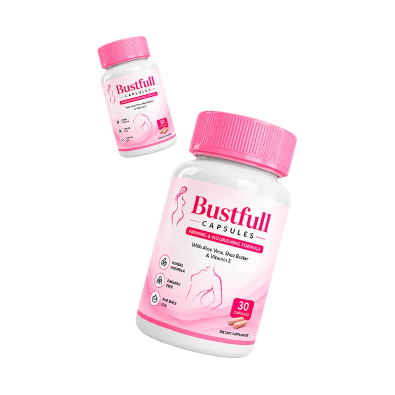 Bustfull — full-size and travel-size bottles side by side